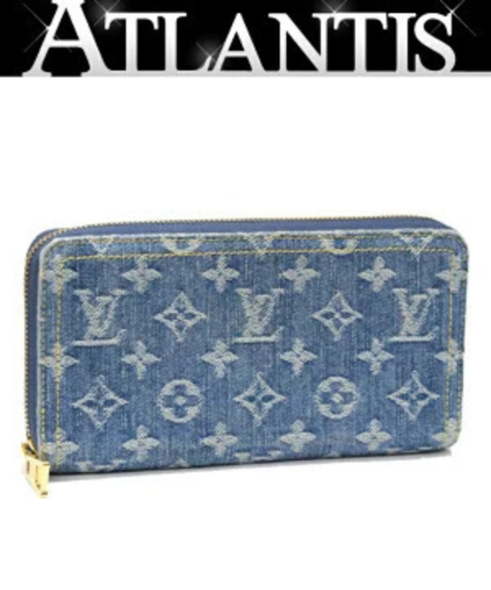 Louis Vuitton Zippy Wallet round zipper long Monogram Denim Blue